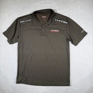 U-Haul Mens Performance Polo Shirt‎ Gray Reflective Logo Work Uniform Size L
